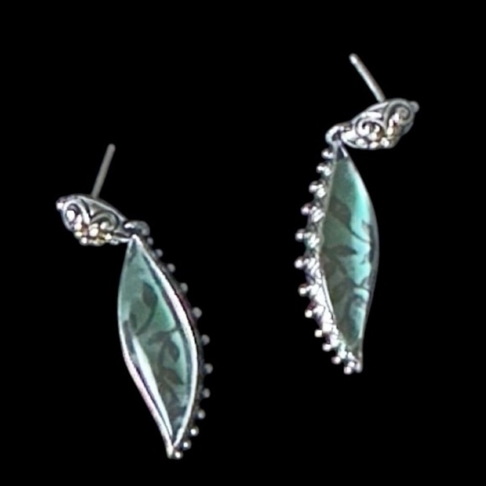 Barbara Bixby 18k Gold Sterling Silver Floral Elongated Dangle Earrings View 5